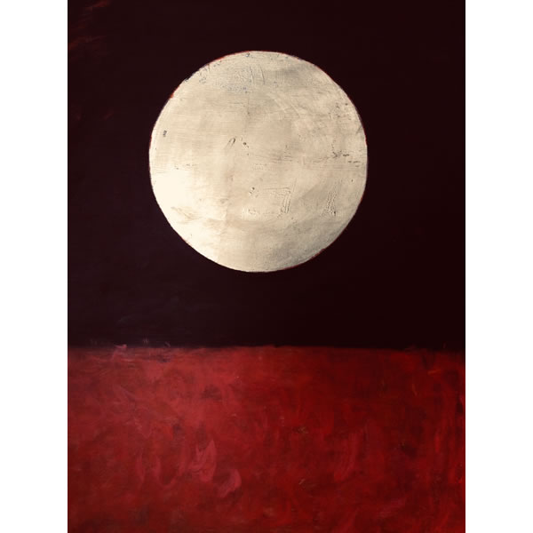 Outback moonrise - Oil on canvas with lemon gold leaf